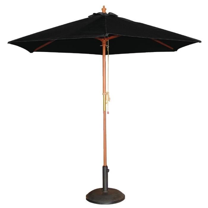 Parasol de terrasse professionnel noir - Bolero - Rond - 2,5m - Bois et métal