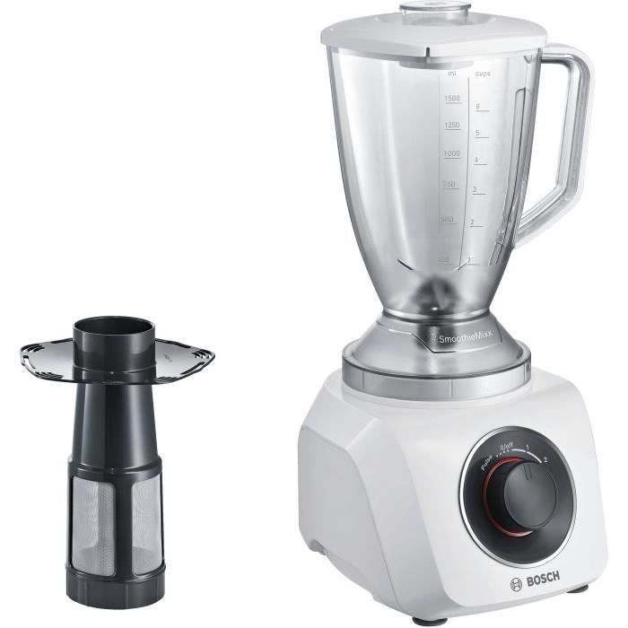 BOSCH MMB21P1W Blender SmoothieMixx 500 W 2 vitesses + turbo