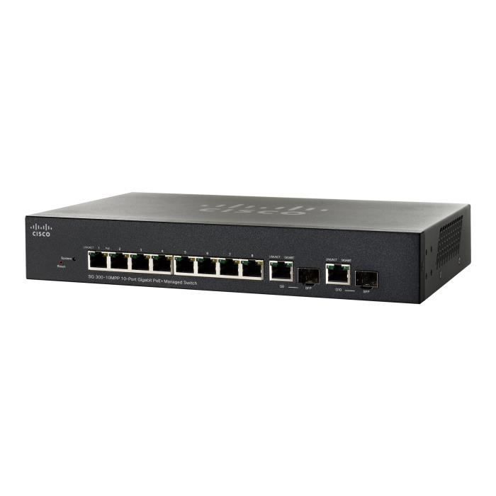 Cisco Small Business SG300-10MPP Commutateur C3 Géré 8 x 10-100-1000 (PoE+) + 2 x SFP Gigabit combiné Ordinateur de bureau,…