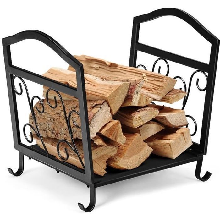 Range Bûche En Métal – Capacité 140 Kg, 121 X 38 X 117 Cm – Motifs Cerfs, Pieds Surélevés – Pour Intérieur/Extérieur