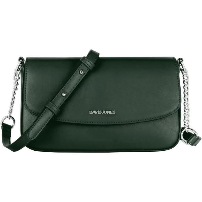 David Jones - Petit Sac Bandoulière Femme - Sacoche Portefeuille Téléphone Simili Cuir PU Rigide - Besace Rectangle - Vert