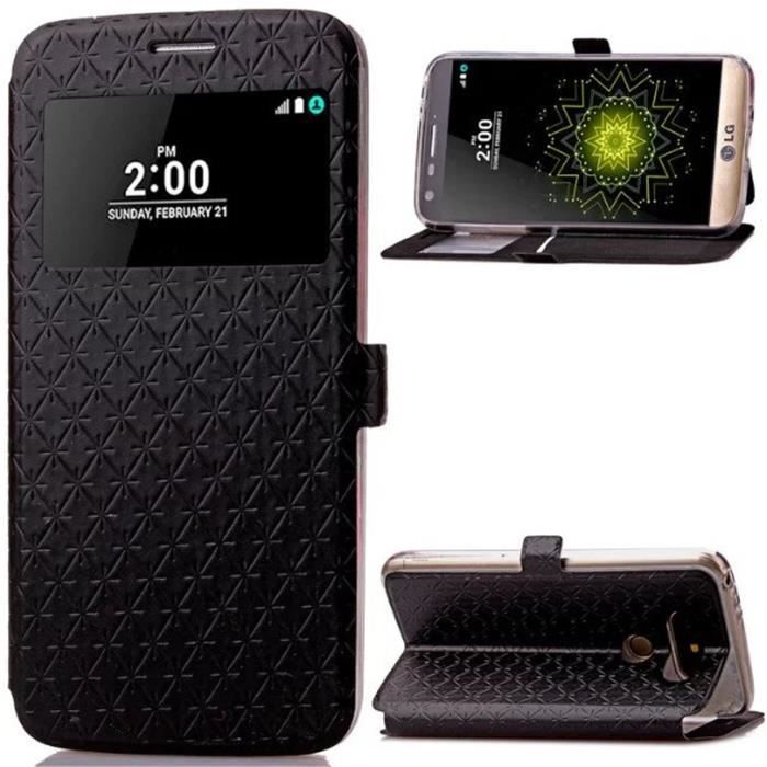 Rouge Housse en Cuir pour LG G5 à Rabat Bravoday Coque LG G5 3 emplacements Porte-Cartes et Monnaie avec Fermeture magnétique 