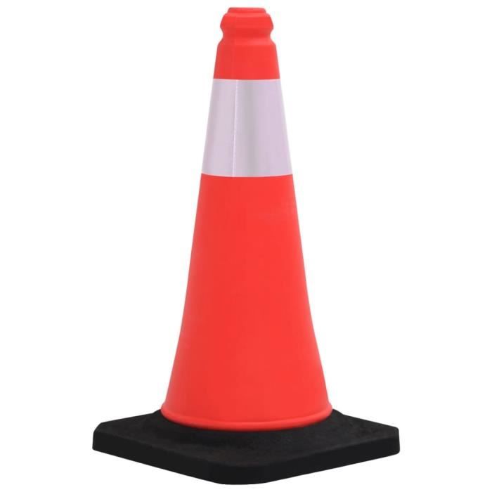 Cône De Signalisation 75 Cm Avec Bande Réfléchissante - Base En Caoutchouc Lourd, Sécurité Chantier