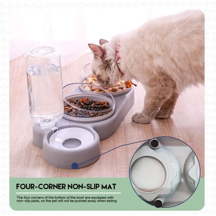 Meilleurs prix pour GOBRO Double Gamelle Chat Surélevée,Inclinable à 15° Bol pour Chat Anti-Vomissements Bol pour Animaux de Compagnie 3-en-1 à