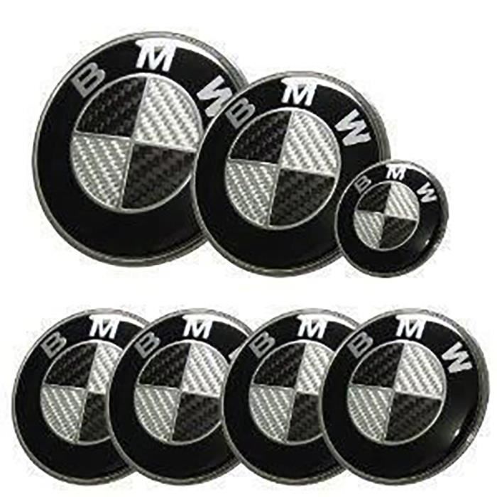 Autocollant Emblème 3D Fibre De Carbone Pour BMW - Lot De 2 Pièces, Noir/blanc - Personnalisation Voiture/moto