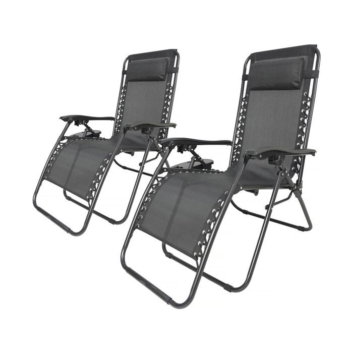 Lot de 2 Fauteuils de jardin inclinable zéro gravité Sintra - Noir