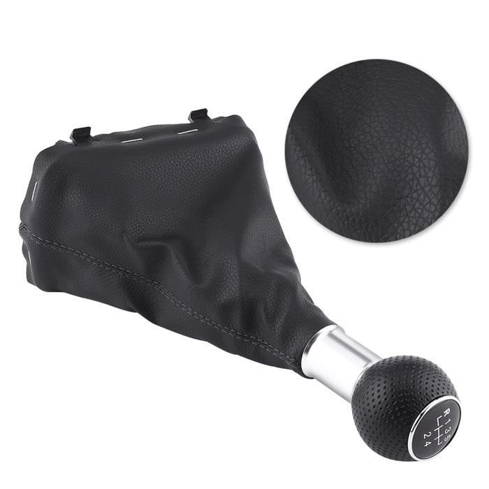 Pommeau De Levier De Vitesse 5 Vitesses Pour Peugeot 207 307 308 - Cuir Synthétique + Soufflet - Noir - 9