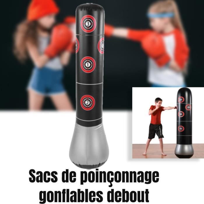 Sac De Frappe Gonflable Ecent – Autoportant 160cm, Pour Boxe, Karaté, Fitness, Soulagement Du Stress, Adulte Et Enfant