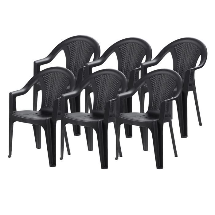 Lot de 6 chaise de jardin, chaise d'extérieur, résistant aux UV - Longueur 60 x Profondeur 55 x Hauteur 81 cm -JUANIO