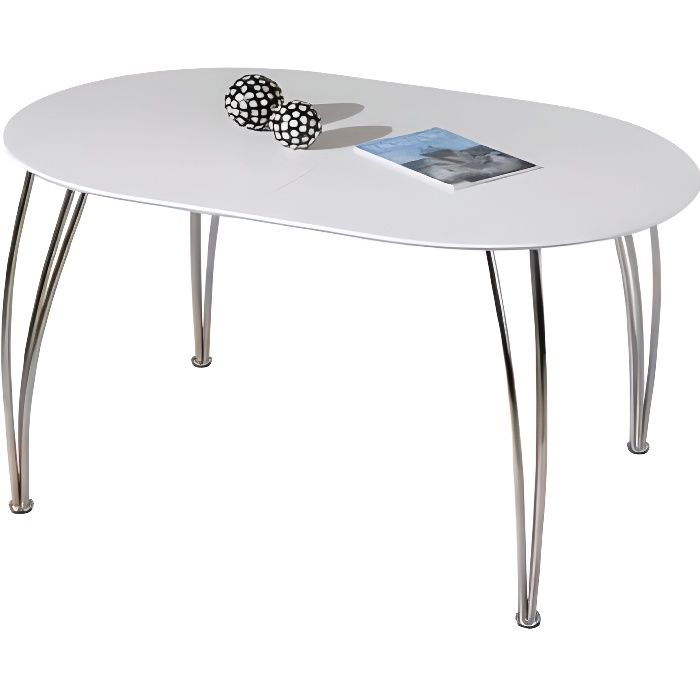 Table Ovali Ovale De Cuisine Blanche Meuble Salle A Manger Blanc