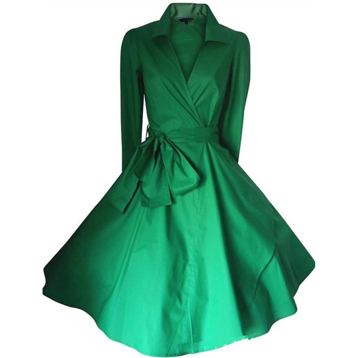 Find Dress Classique Robe Pour Noel Femme Robe Pin Up De Gala Bal De Fin D Annee Avec Ceinture Vert Achat Vente Robe De Ceremonie Cdiscount