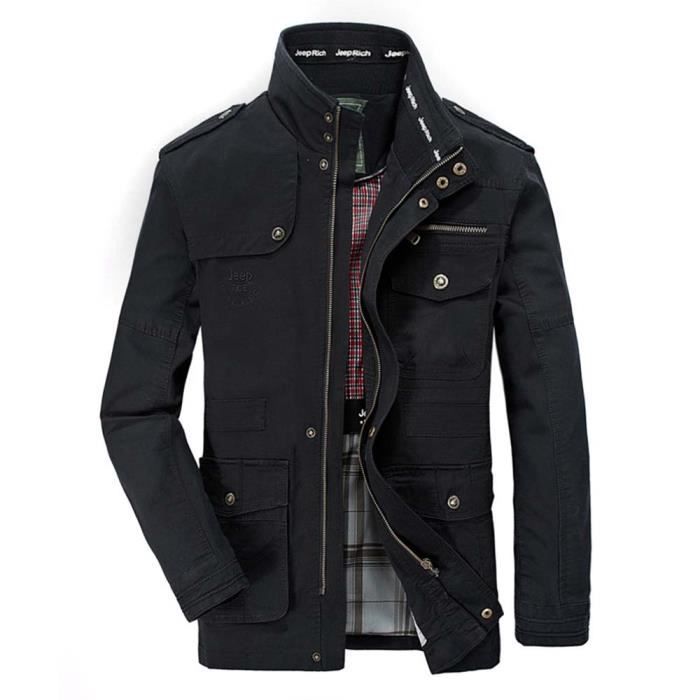 Blouson Printemps Homme Col Montant Casual Veste en Coton Mode Vêtement  Zippée Noir - Cdiscount Prêt-à-Porter