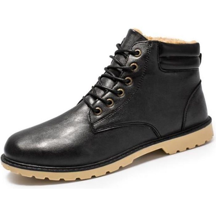 Chaud Martin Cuir Chaussures Bottes Hommes Bottines Chaussures Homme Boots  - Noir Noir - Cdiscount