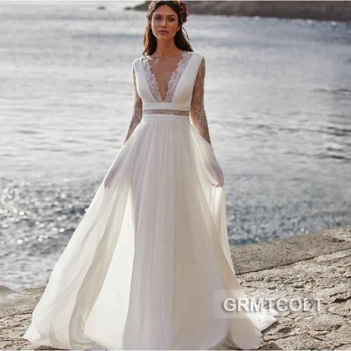Robe De Mariée Crème En Mousseline Et Satin - Taille 16-18 Avec Long Voile Et Jarretière