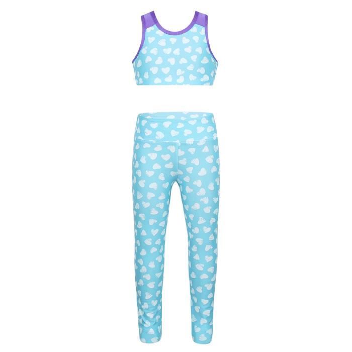 Enfant Fille Ensemble De Sport Tenue Gymnastique Brassiere Legging