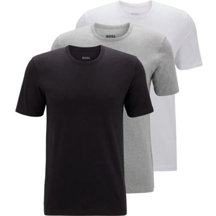 Tee Shirt Homme Boss BOSS - T-shirt à Col Rond En Coton Avec Imprimé De La Saison - Noir T Shirt Homme Boss
