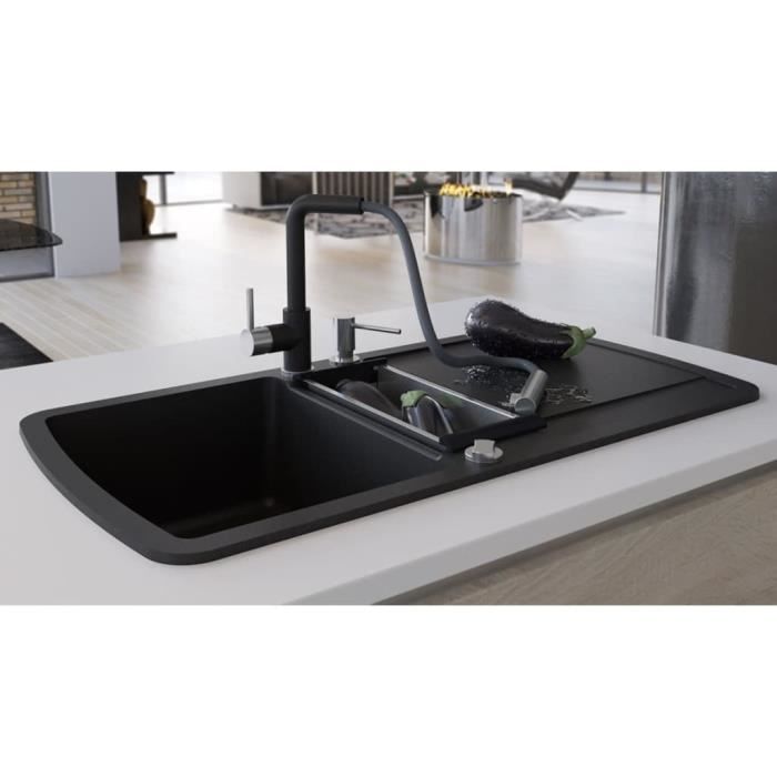 Evier De Cuisine Lavabo De Cuisine En Granit Double Bac Noir Achat Vente Evier De Cuisine Evier De Cuisine Lavabo De Cdiscount