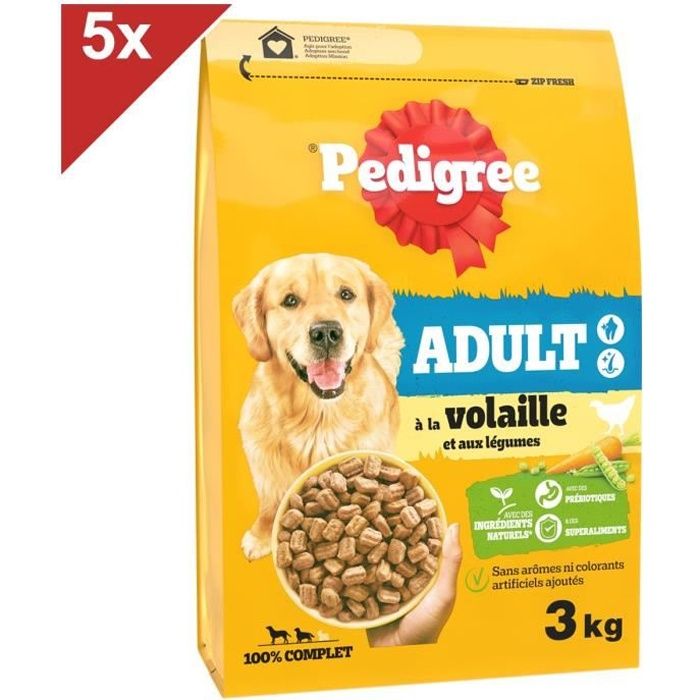 Meilleurs prix pour PEDIGREE Croquettes à la Volaille et aux Legumes pour chien adulte >10kg 5x3kg