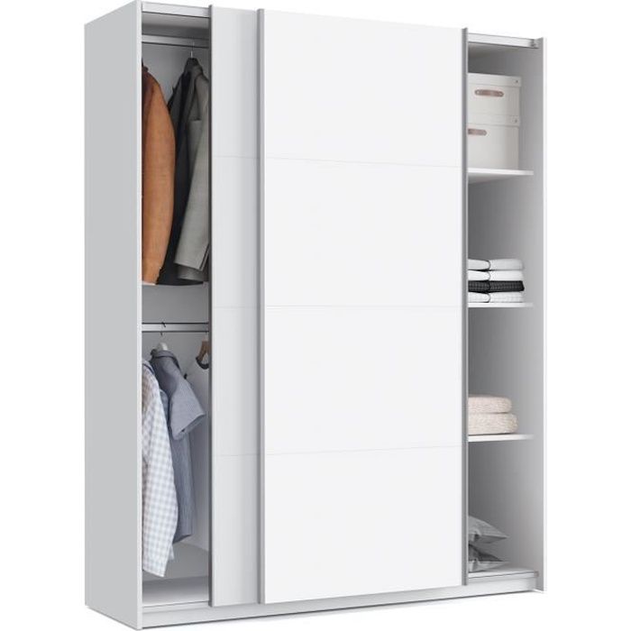 Armoir placard / meuble de rangement coloris Blanc - Hauteur 200 x Longueur 150 x Profondeur 62 cm