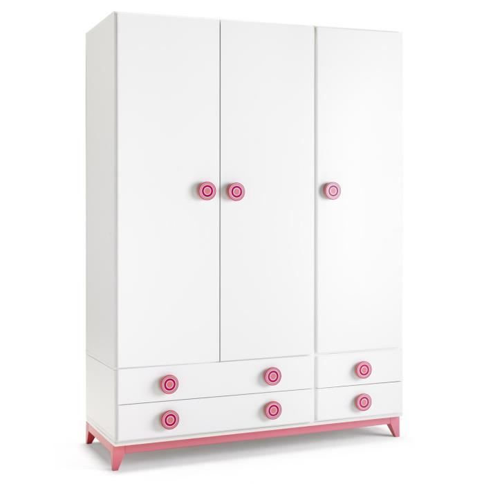 Armoire De Rangement En Bois Avec 3 Portes Et 4 Tiroirs Coloris