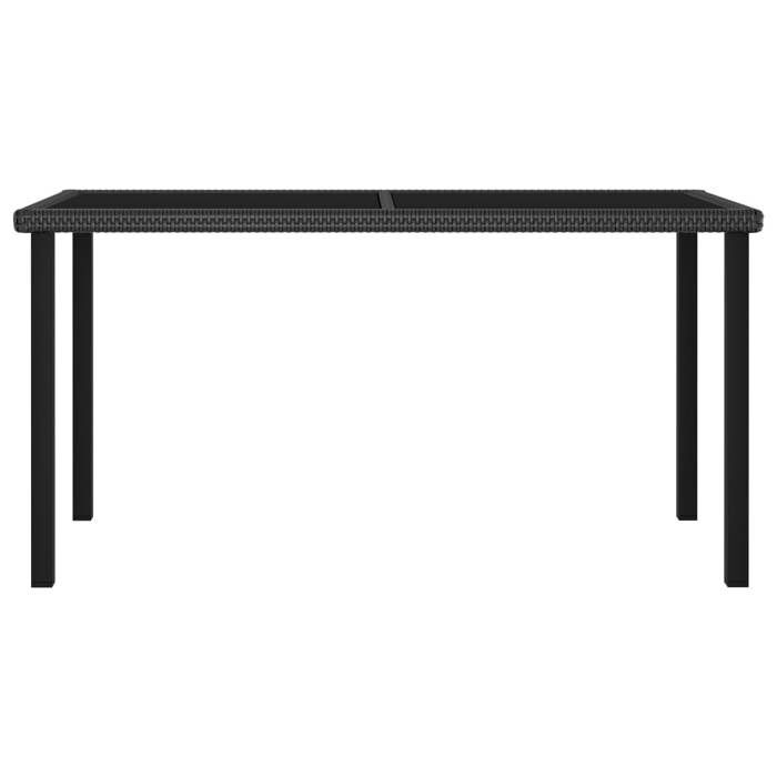 Table à dîner de jardin - Pwshymi - Simplicité - noir - résine tressée acier enduit de poudre verre trempé - 140x70x73cm(LxlxH)