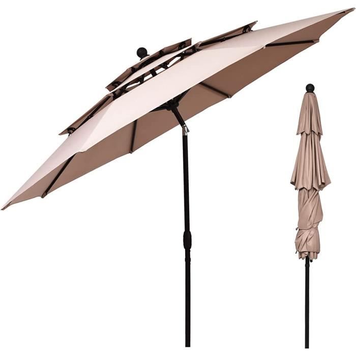 RELAX4LIFE 3M Parasol Manivelle Extérieur, Hauteur Réglable, Auto