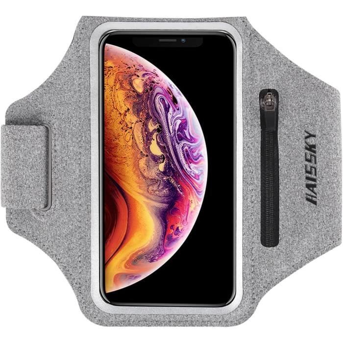 Brassard Telephone Brassard Téléphone HAISSKY Brassard De Sport Avec Poche U00c9couteur, Brassard Sport Pour IPhone 16 Pro Max 15 Pro 14 Porte Telephone Course A Pied Coque Iphone 16 Pro Max