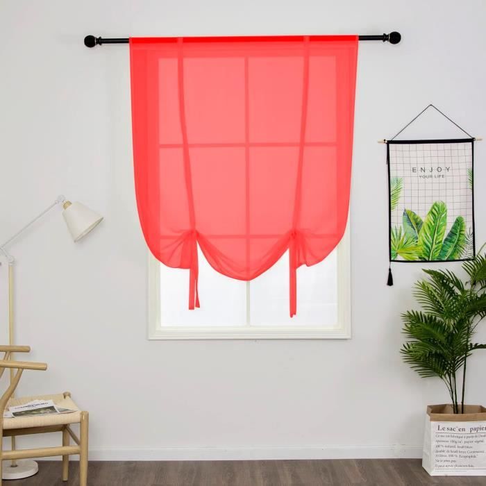 Rideaux Rouges Vertical Jpg 1 Pièce Store Romain Translucide Tulle Rideaux Voilages Vertical Poche ...
