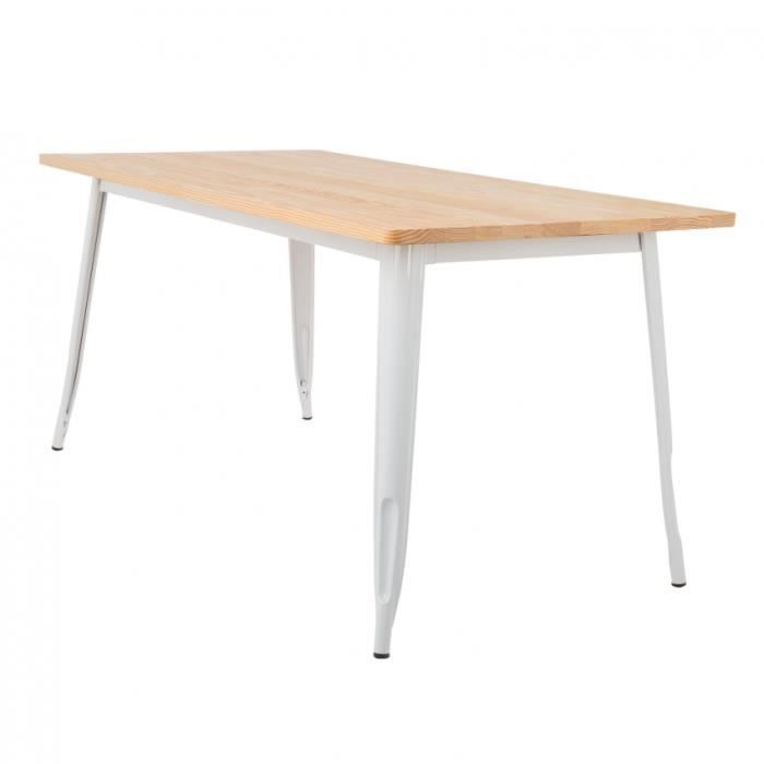 Table Lix En Bois 160x80 Blanc Bois Naturel Achat Vente