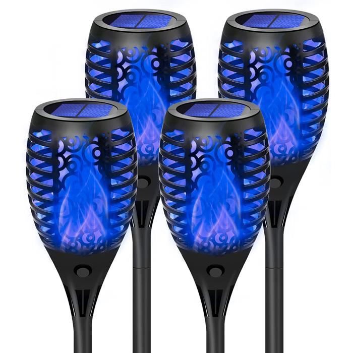 Torche Solaire Lampe, 4 Pack Lère Solaire Flamme Vacillante Torche ...