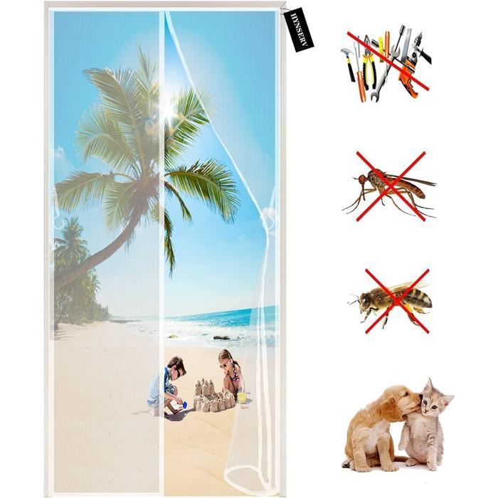 Rideau De Protection Thermique Magnétique Pour Porte 90x210 Cm - Isolation Froid/Chaleur Avec Fenêtre
