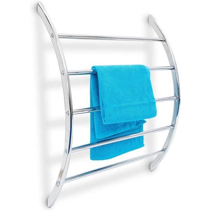 Porte-Serviettes Mural Relaxdays 3 Barres Avec ÉtAGère - Blanc, 40x38x25cm - Pour Salle De Bain