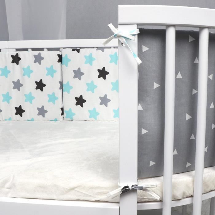 Tour De Lit Bébé 4 Côtés Respirant En Maille 3D - Protection Anti-Choc Pour Berceau - Bleu - 4