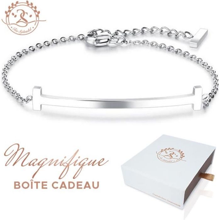 Magnifique Bracelet femme Baigné dans l’OR Blanc. Jolie boîte à bijoux  offerte. Cadeau de Noël, anniversaire, mamie, meilleure amie