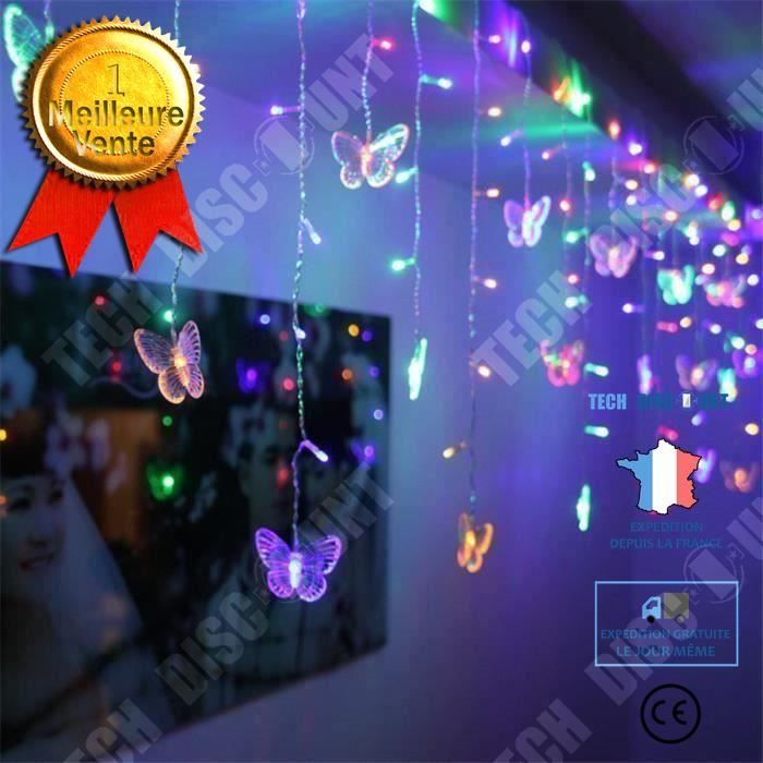 Meilleurs prix pour TD® Multicolore Papillon Guirlande Lumineuse LED feux féerique éclairage Décoration Lumières de Rideau pour festival Noël