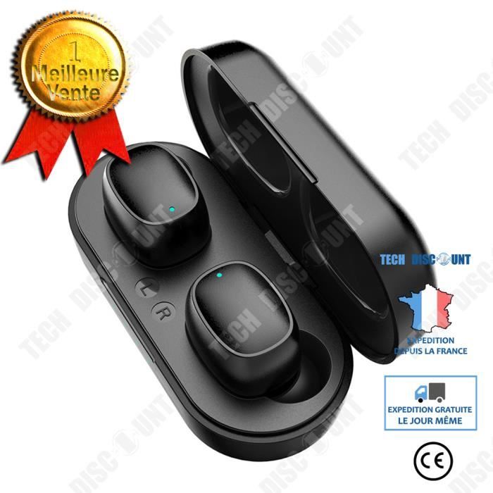 TD® Oreillette Bluetooth, compartiment de charge de grande capacité, autonomie longue durée, qualité sonore HIFI, Bluetooth V5.0