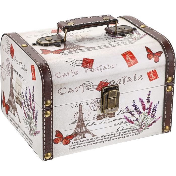Coffret Au Trésor En Bois Et Cuir PU - Boîte à Bijoux Vintage - Neuf Avec étiquettes