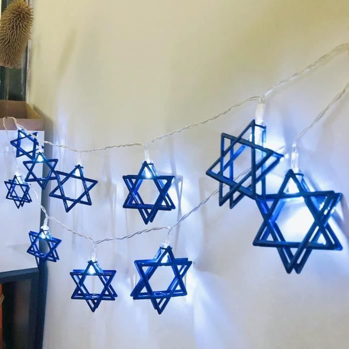 Guirlandes Hanoucca - Lot De 3 Avec étoile De David & Menorah - Décorations Argentées & Bleues Pour Les Fêtes - 4