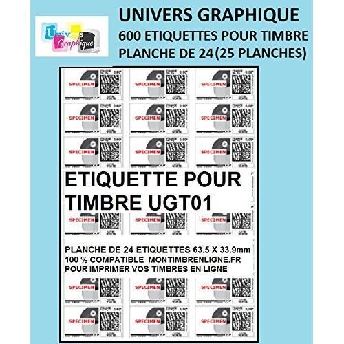 600 Etiquettes Pour Timbre 63 5 X 33 9 Mm Compatible Montimbre En Ligne Etiquette Pour Timbre Soit 25 Planches De 24 Etiquettes