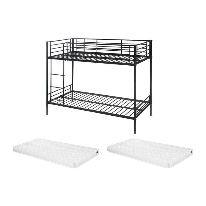 Lits superposés DUOTIS II - 2 x 90 x 190 cm - Noir + matelas