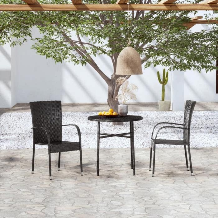 vidaXL Mobilier à Dîner de Jardin 3 pcs Ensemble de Salle à Manger de Patio Mobilier de Repas dExtérieur Terrasse Résine 3098028