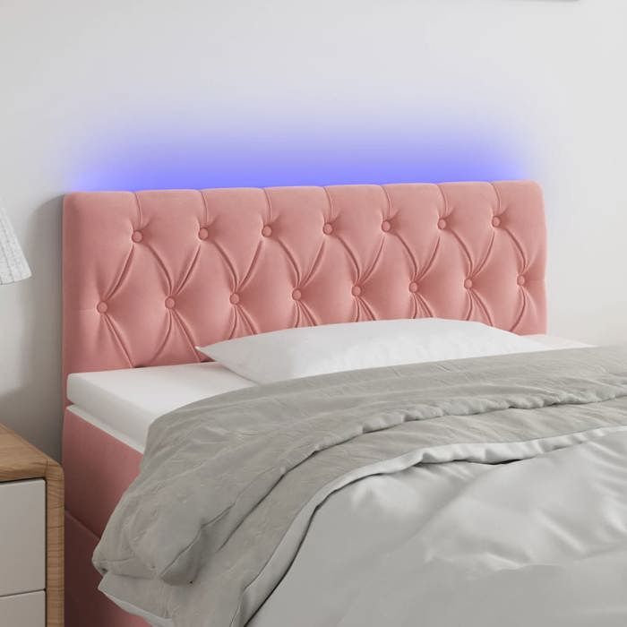 vidaXL Tête de Lit à LED Meuble de Chambre à Coucher Accessoire de Lit Simple Tête de Cadre de Lit Intérieur Rose 90x7x78/88 3121989