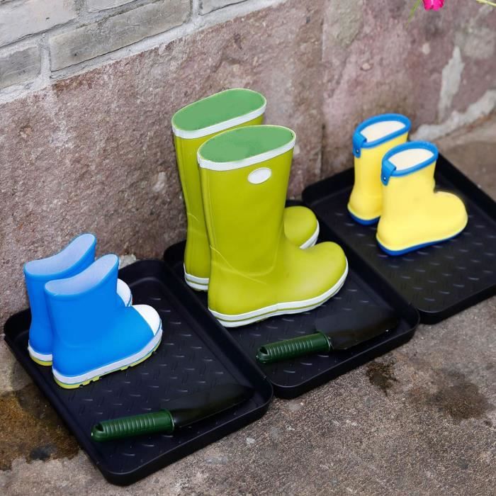 Plateaux à Chaussures Lot De 3 - 35x27.5x3cm - Noir - Anti-dérapant - Pour Intérieur/extérieur