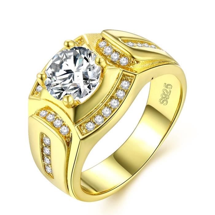 Bagues Homme D Affaires Mode Plaque Or Blanc 18 Carats Aaa