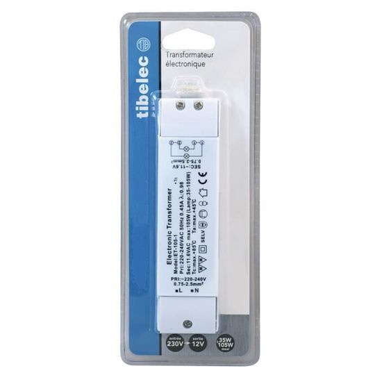 Transformateur 105W AC 220-240V Vers 12V - Pour Ampoules G4/G5.3 Halogènes - Certifié CE