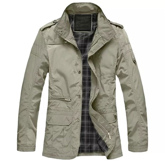 Veste longue pour hommes grande taille M 5XL Printemps Automne Coupe Vent Noir D5053 Blanc Cdiscount Pret a Porter