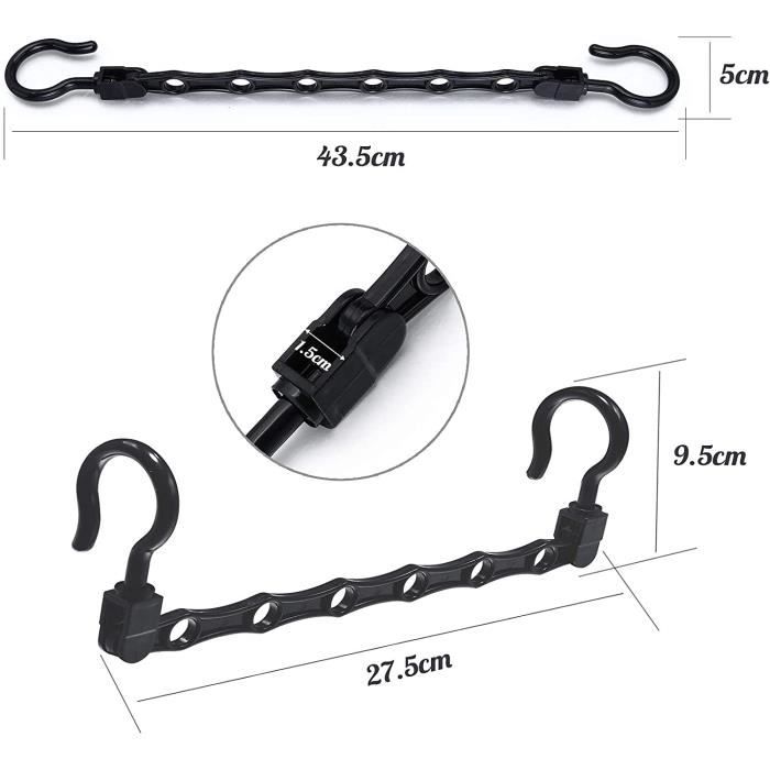 Relaxdays Set De 10 Cintres Gain De Place - Organiseur Penderie Vertical Horizontal Noir