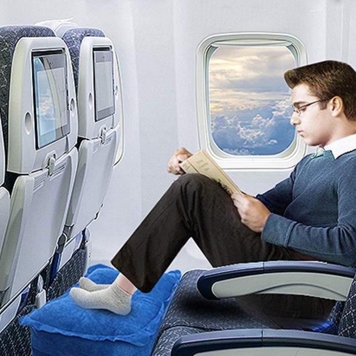 Repose-pieds gonflable, hauteur réglable à 3 couches, coussin repose-pied de voyage pour repos des pieds en avion, voiture, bus, train, bureau et enfants pour dormir sur de longs vols