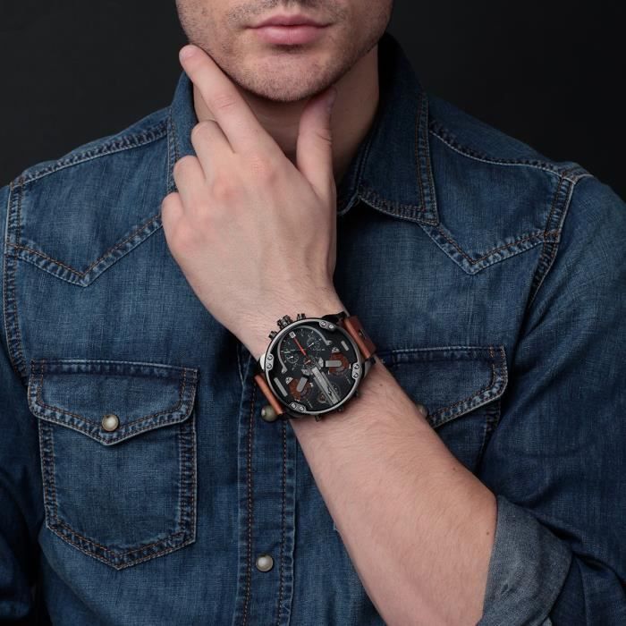 DIESEL Montre Chronographe Quartz DZ7332 Bracelet Cuir Homme