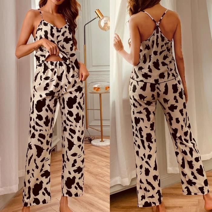 Culotte Sling Pyjamas Chemise de nuit Lingerie Femme Sous vetements Vetements imprimee Brun Cdiscount Pret a Porter
